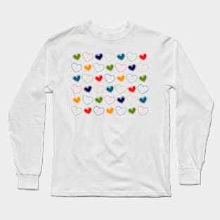 Colorful Heart Pattern Long Sleeve T-Shirt